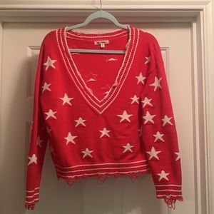 Wild honey red and white star sweater
